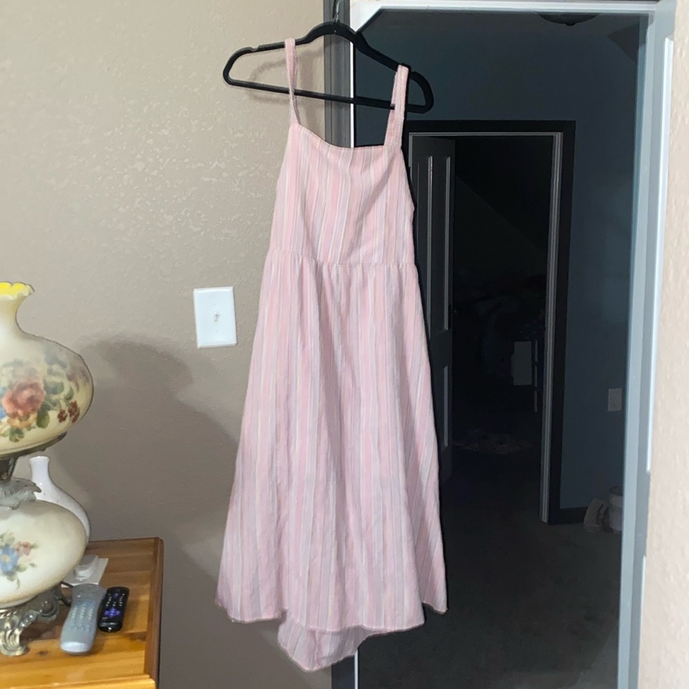 Pink Striped Sleeveless Dress
